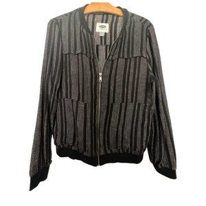 Old Navy Cotton Bomber Jacket | Color: Black + White | Size: Women's Medium